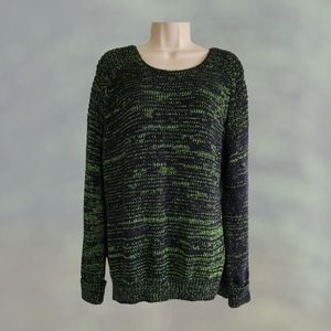 TopShop Green Navy Blue Long Sleeve Sweater Size 8 Medium